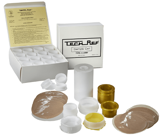 TECHREF® Products: XRF Sample Cells, Tools, Thermal Paper, and Membranes.